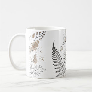 Orchidées élégantes et mug de fougère