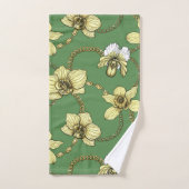 Orchidées et chaînes, jaune et vert kelly (Serviette à main)