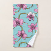 Orchidées et chaînes, roses et bleues (Serviette à main)