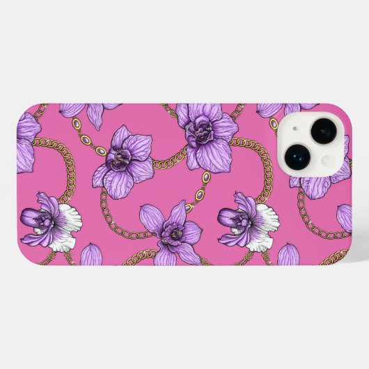 Orchidées et chaînes, violet et rose (Verso Horizontal)