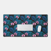 Orchidées et feuilles de palmiers, rose et bleu su (Clavier et souris)