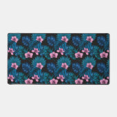 Orchidées et feuilles de palmiers, rose et bleu su (Recto)