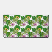 Orchidées et feuilles de palmiers, rose, jaune, ve (Recto)