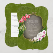 Orchidées - faire-part de mariage romantique vert  (Devant / Derrière)