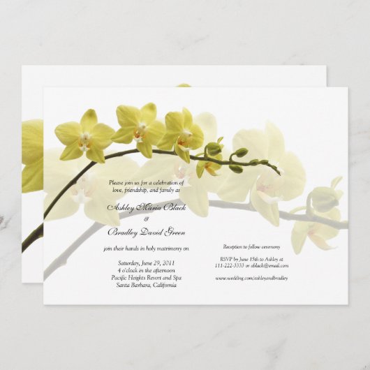 Orchidées Jaunes Faire-part de mariage personnalis (Devant / Derrière)