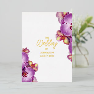 Orchidées Mariage Gold Foil Invitation