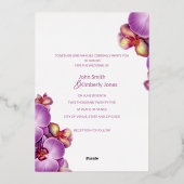 Orchidées Mariage Gold Foil Invitation (Verso)