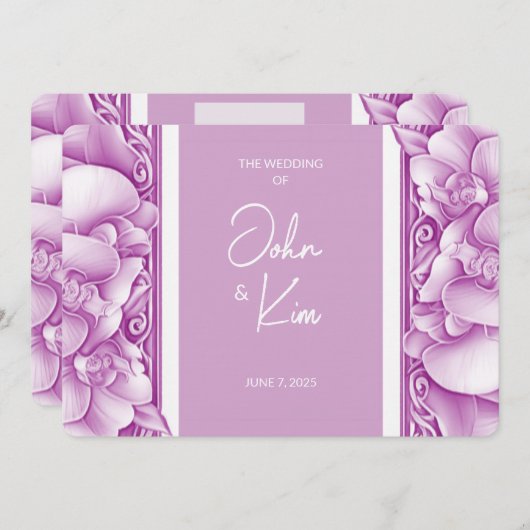 Orchidées Mariage Ornate Photo Invitation (Devant / Derrière)