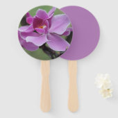 Orchidées papillons violettes sur un éventail (Devant et derrière)