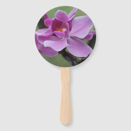 Orchidées papillons violettes sur un éventail (Devant)
