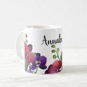 Orchidées personnalisées Bordure Mug (Devant gauche)