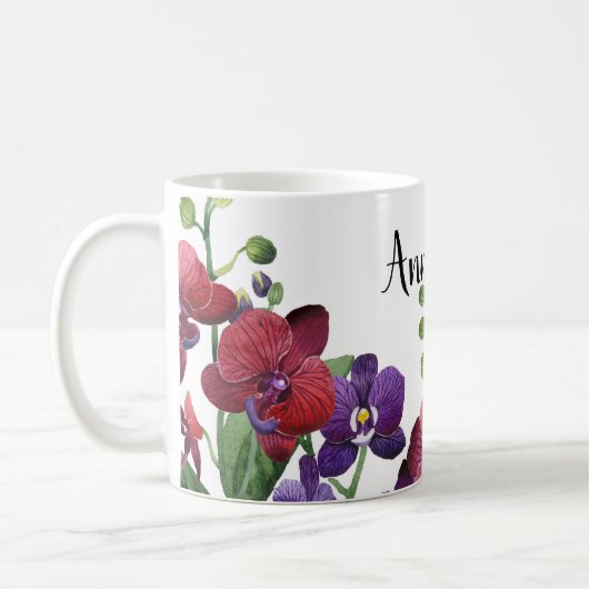 Orchidées personnalisées Bordure Mug (Gauche)