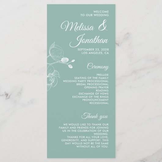 Orchidées romantiques élégant programme de mariage (Devant)