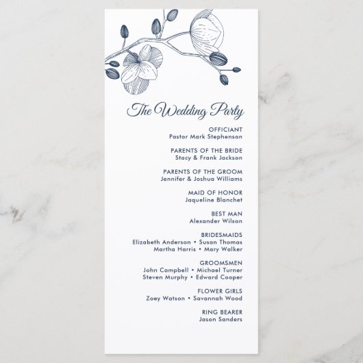 Orchidées romantiques élégant programme de mariage (Dos)