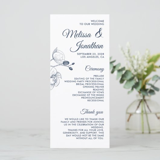 Orchidées romantiques élégant programme de mariage (Debout devant)