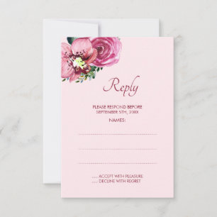 Orchidées roses et cartes de réponse Mariage Rose