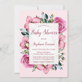 Orchidées roses et Roses Invitations de douche pou (Devant)