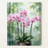 Orchidées roses sur fond de bambou vert (Dos)