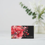 Orchidées rouges classiques Cartes de visite noirs (Debout devant)