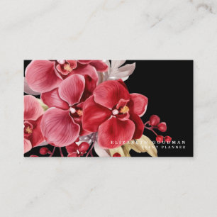 Orchidées rouges classiques Cartes de visite noirs