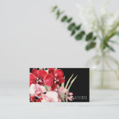 Orchidées rouges classiques Cartes de visite noirs (Debout devant)