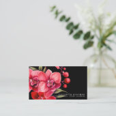 Orchidées rouges classiques Cartes de visite noirs (Debout devant)