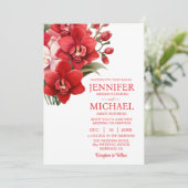 Orchidées rouges Invitations de mariage d'été d'hi (Debout devant)