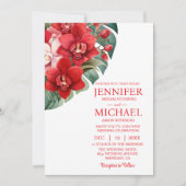 Orchidées rouges Invitations de mariage d'été d'hi (Devant)