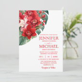 Orchidées rouges Invitations de mariage d'été d'hi (Debout devant)