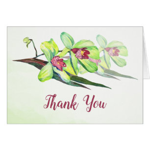 Orchidées vertes Carte de remerciements aquarelle