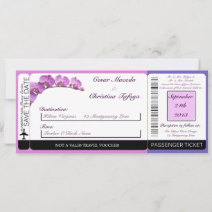 Orchidées violettes au Faire-part de mariage du co