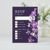 Orchidées violettes, carte RSVP de mariage élégant (Debout devant)