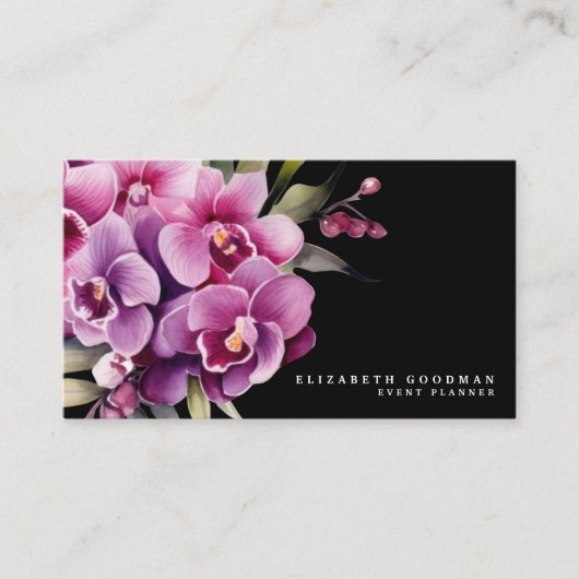 Orchidées violettes classiques Cartes de visite no (Devant)