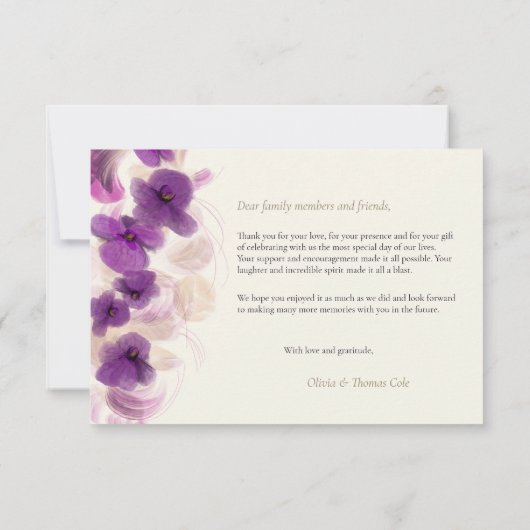 Orchidées violettes classiques Merci Mariage or (Dos)