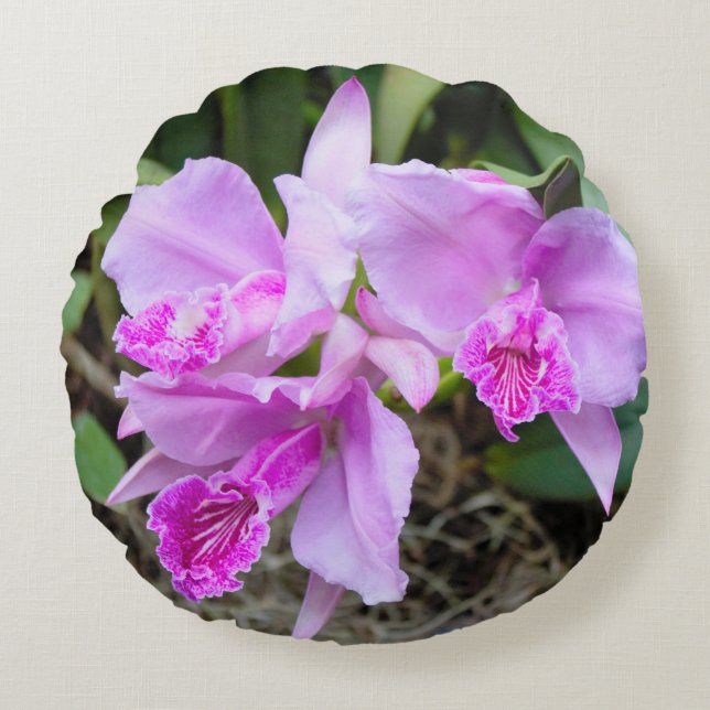 Orchidées violettes Coussin rond (Devant)