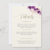 Orchidées Violettes Écru Élégant Mariage Carte Enc (Devant)