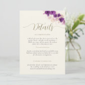 Orchidées Violettes Écru Élégant Mariage Carte Enc (Debout devant)