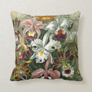 ORCHIDEN: ERNST HAECKEL RETRO FLORAL PATTERN KUSSEN