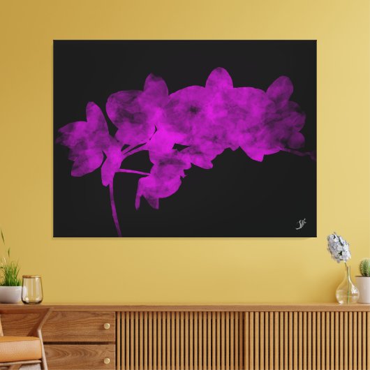 Orchideschaduw op een donkere achtergrond canvas afdruk (Insitu (Woonkamer))