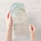 Orchids Beach Scene Wedding All-in-One Uitnodiging (Afscheurbaar)