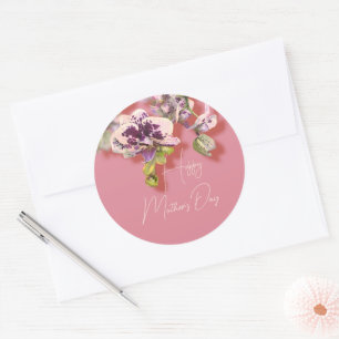 Orchids Floral Happy Moederdag Ronde Sticker
