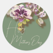 Orchids Floral Happy Moederdag Ronde Sticker (Voorkant)