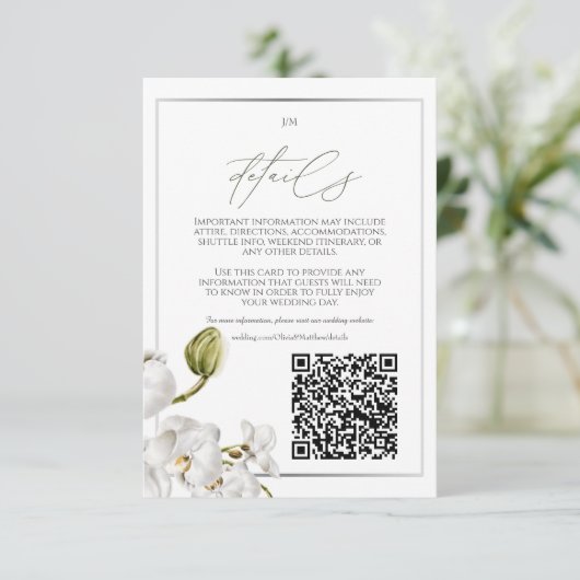 Orchids Frame Elegant Tropical Wedding Informatiekaartje (Staand voorkant)