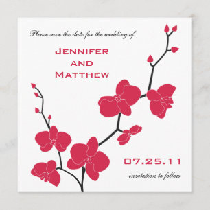 Orchids Save the Date - Red en Black