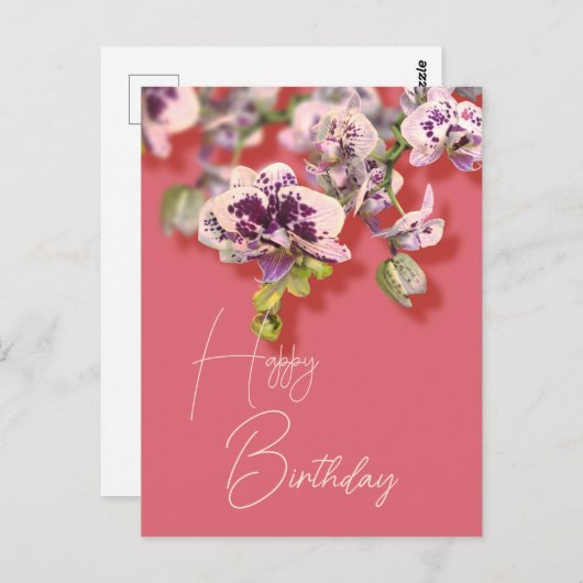 Orchids Tropical Floral Happy Birthday Briefkaart (Voorkant / Achterkant)