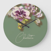 Orchids Tropical Flowers Custom Name Grote Klok (Voorkant)