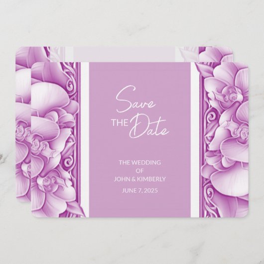 Orchids Wedding Bewaar de datum Fotokaart Save The Date (Voorkant / Achterkant)