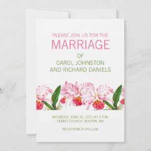  ORCHIDS WEDDING INVITATION   PINK GREEN KAART