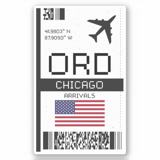 ORD Chicago Boarding Pass - Eindhoven Sticker (Voorkant)