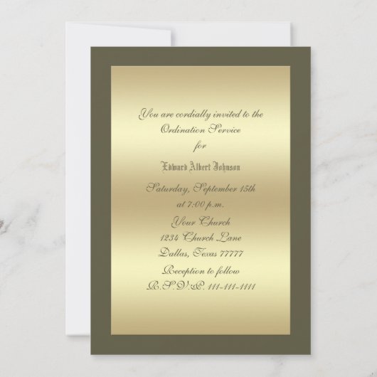 Ordainee à envoyer Ordination Invitation (Dos)